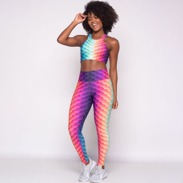 Sereia Tropical  - Legging supplex detalhe com dry colorido na lateral