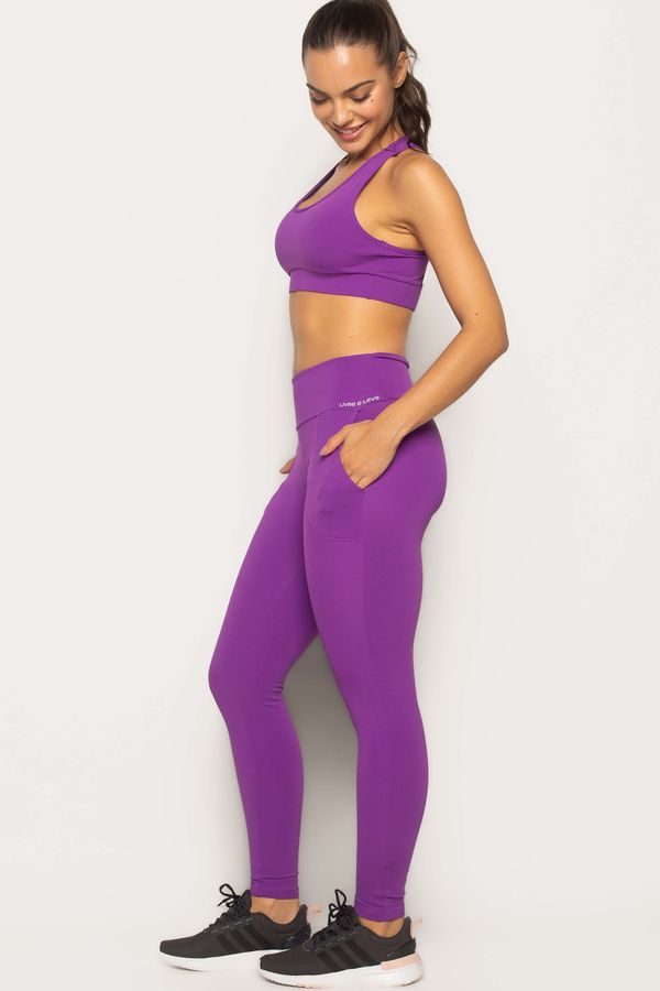 Legging de Poliamida com Bolso Roxo Manacá - Livre e Leve